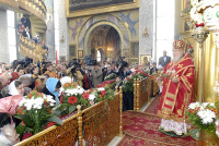 Предстоятель Русской Церкви совершил богослужение в храме св. вмч. Георгия Победоносца на Поклонной горе